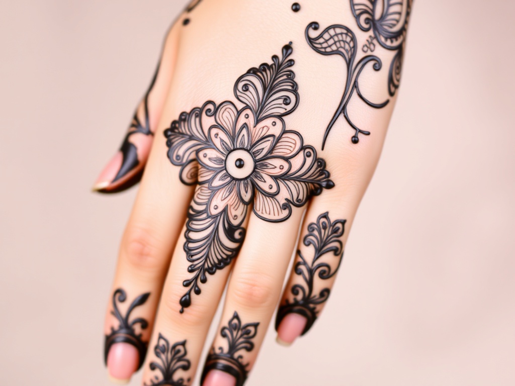 Arabic Rose Motif with Swirl Fillers