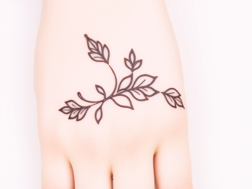 Back Side Leaf Mehndi Design Simple Pattern