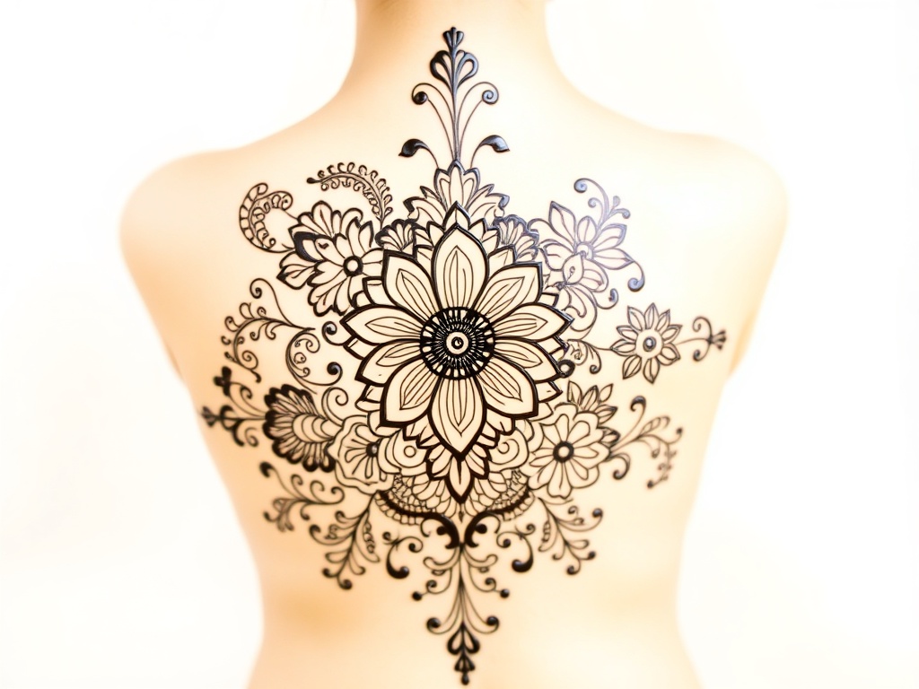 Back Side Mehndi Design with Triangle Strokes