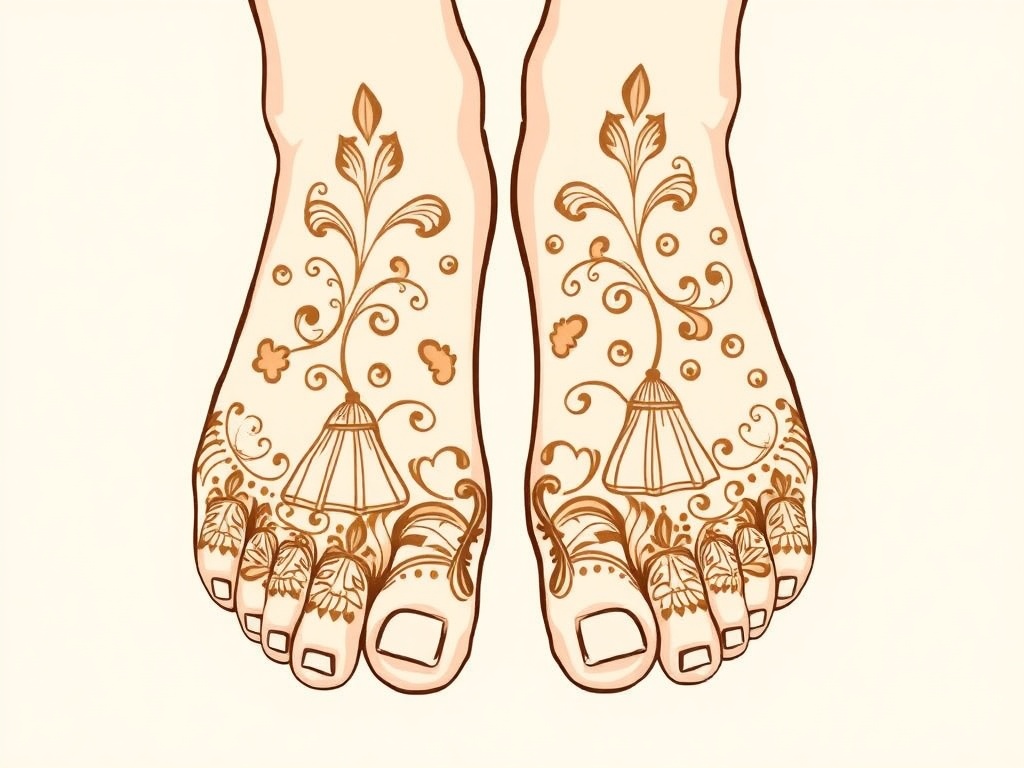 Bel and Vine-Inspired Feet Mehndi