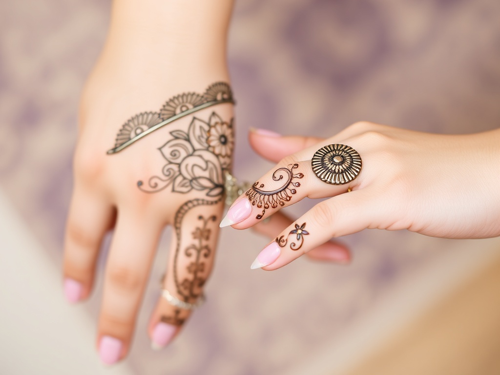 Bracelet-to-Ring Connecting Mehndi Style