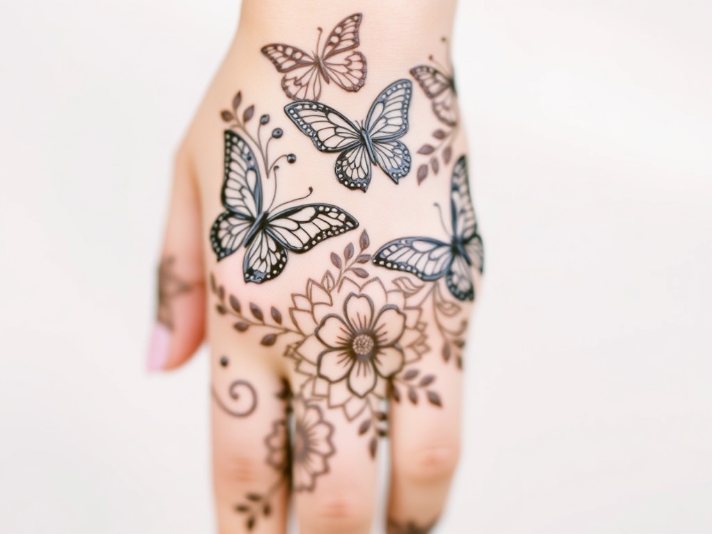 Butterfly and Floral Combo Back Side Design