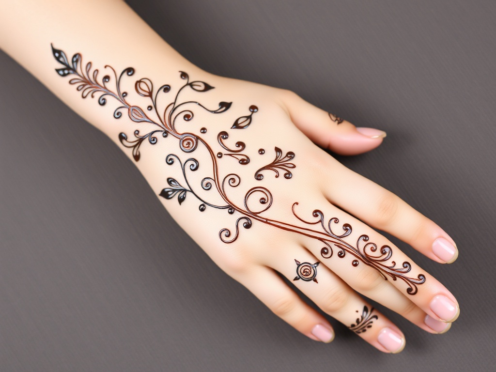 Classic Arabic Vine Trail from Wrist to Finger