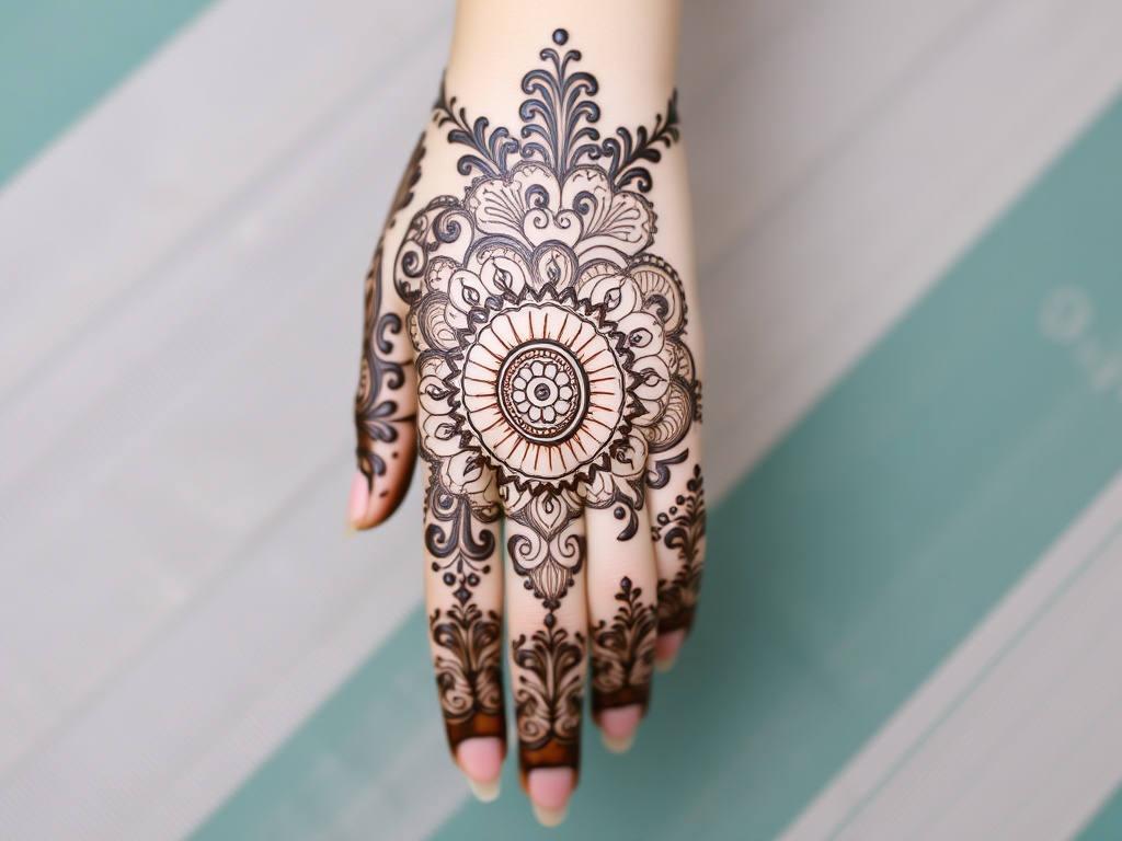 Dense Bharwa Mehndi Design Back Side Full Hand