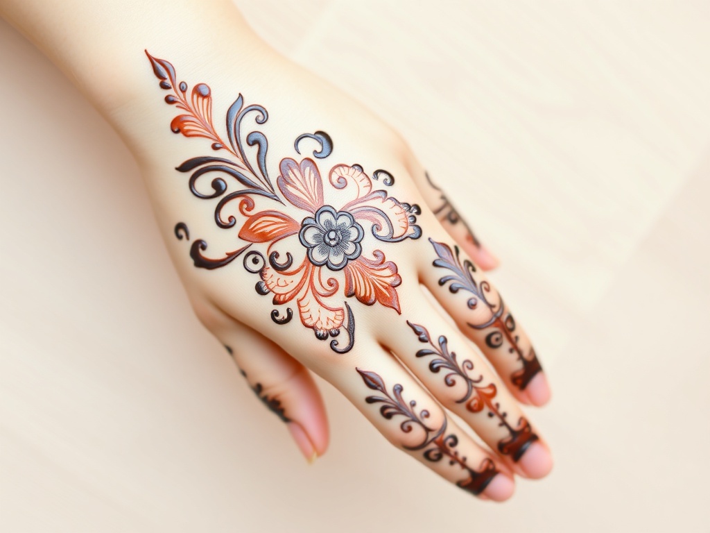 Dual-Tone Brown and Black Mehndi Design