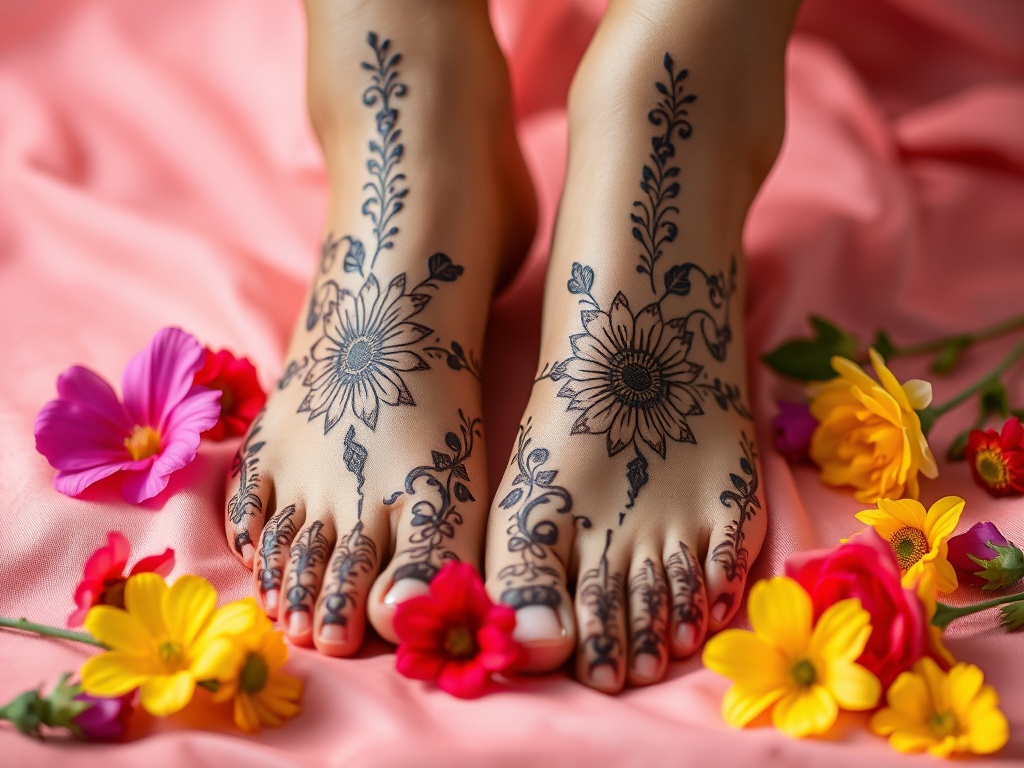 Floral Mehndi Designs for Feet