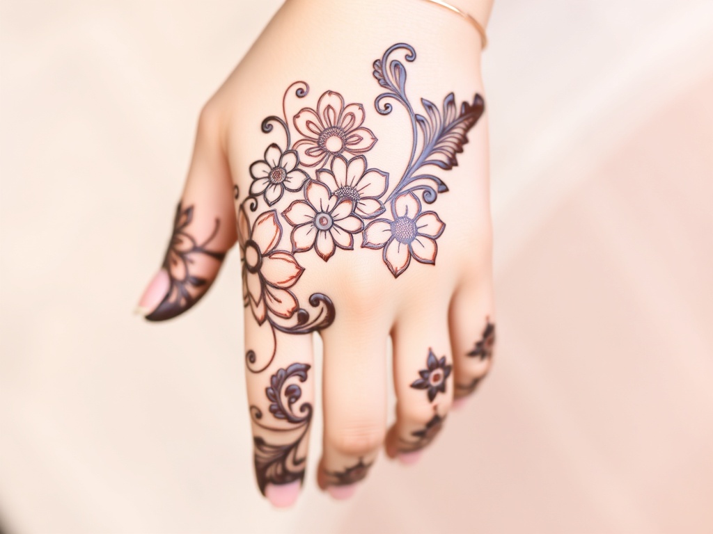 Full Hand Floral Trail Mehndi Design