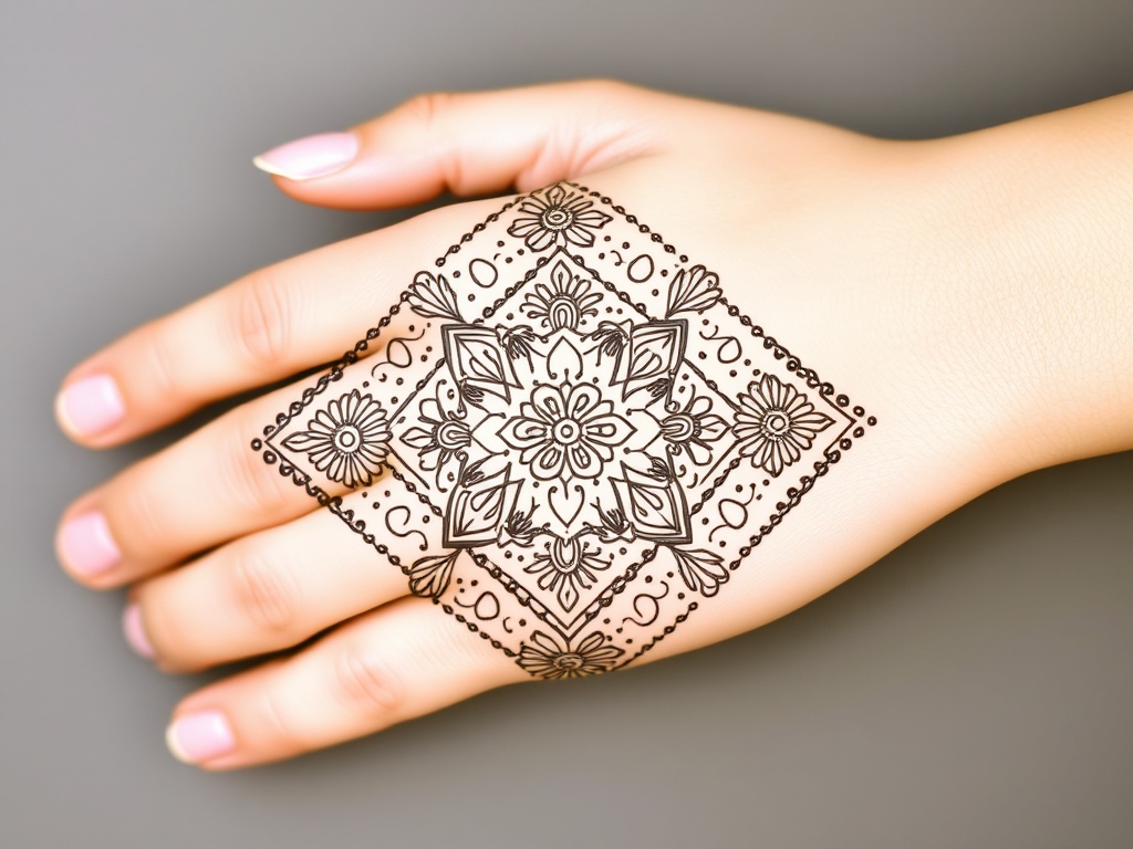 Geometric Diamond Mehndi Layout