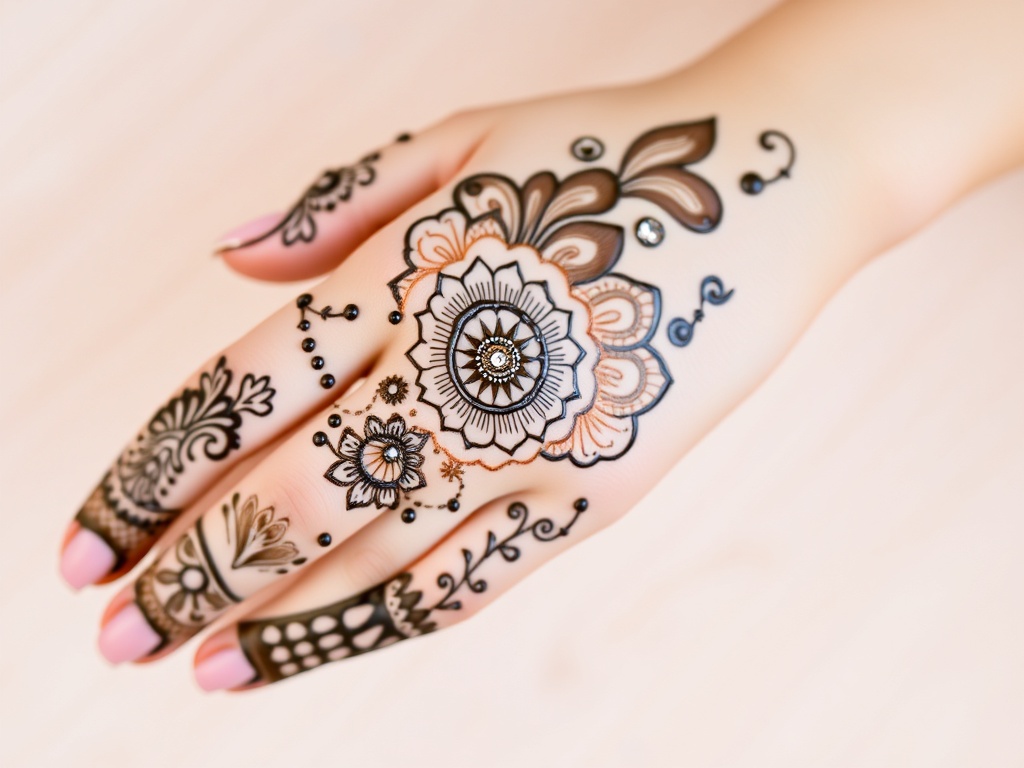 Glitter and Stone Mehndi