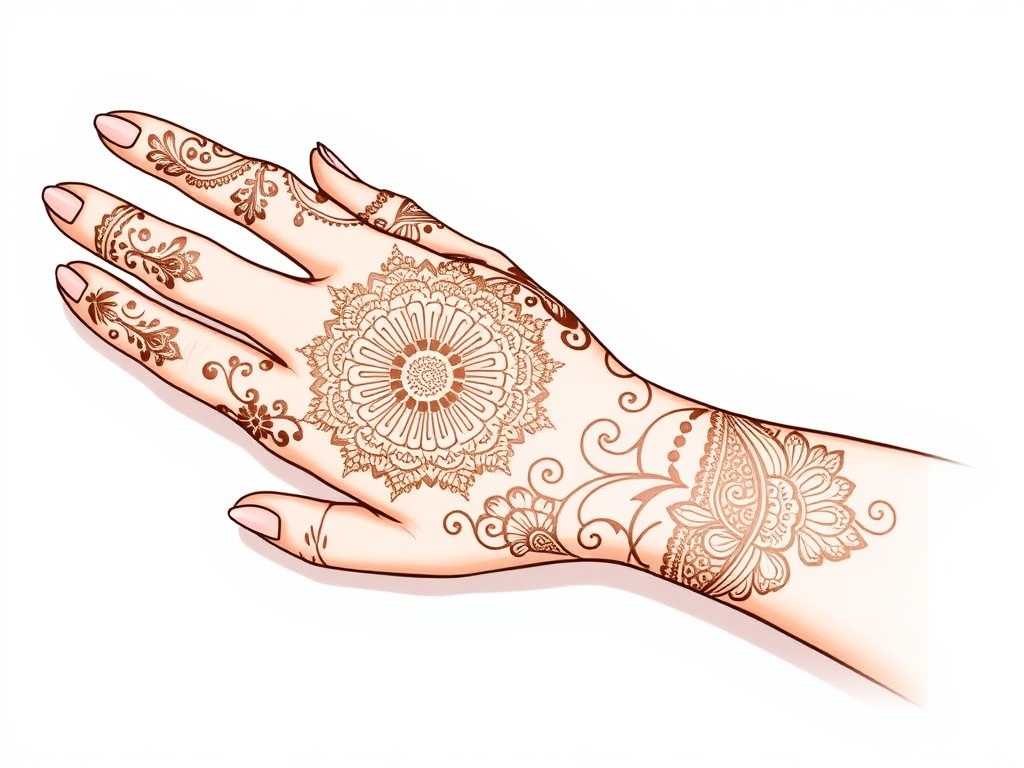 Half-Hand Minimalist Line Art Mehndi