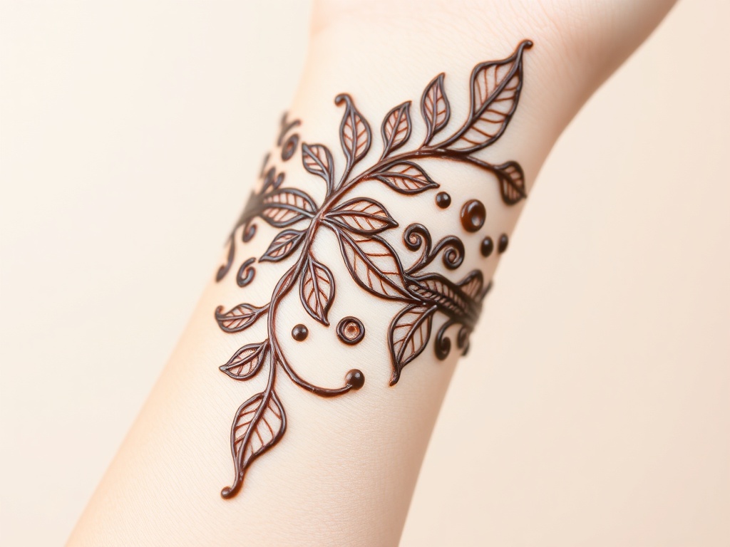 Leaf Border Design on Wrist