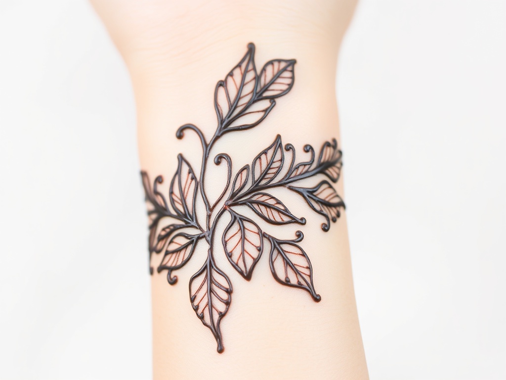 Leafy Crown Mehndi near Wrist Area