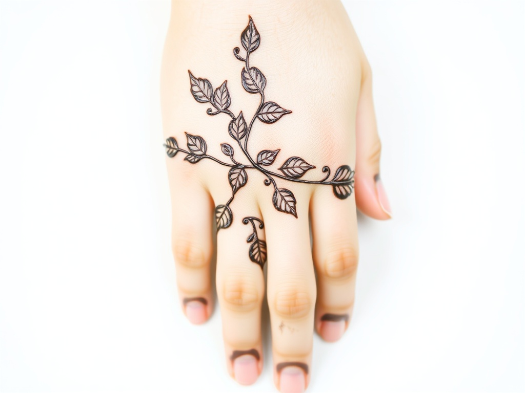 Leafy Vine Stretching Across Middle Finger