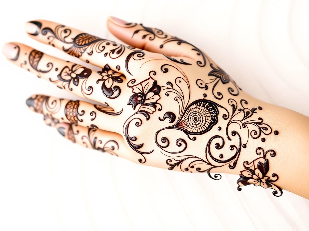 Left Hand Arabic Swirl Mehndi Design