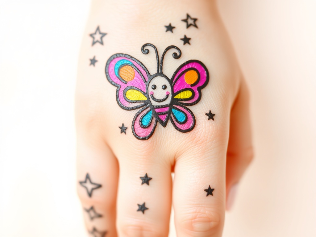 Mehndi for Kids – Butterfly and Stars
