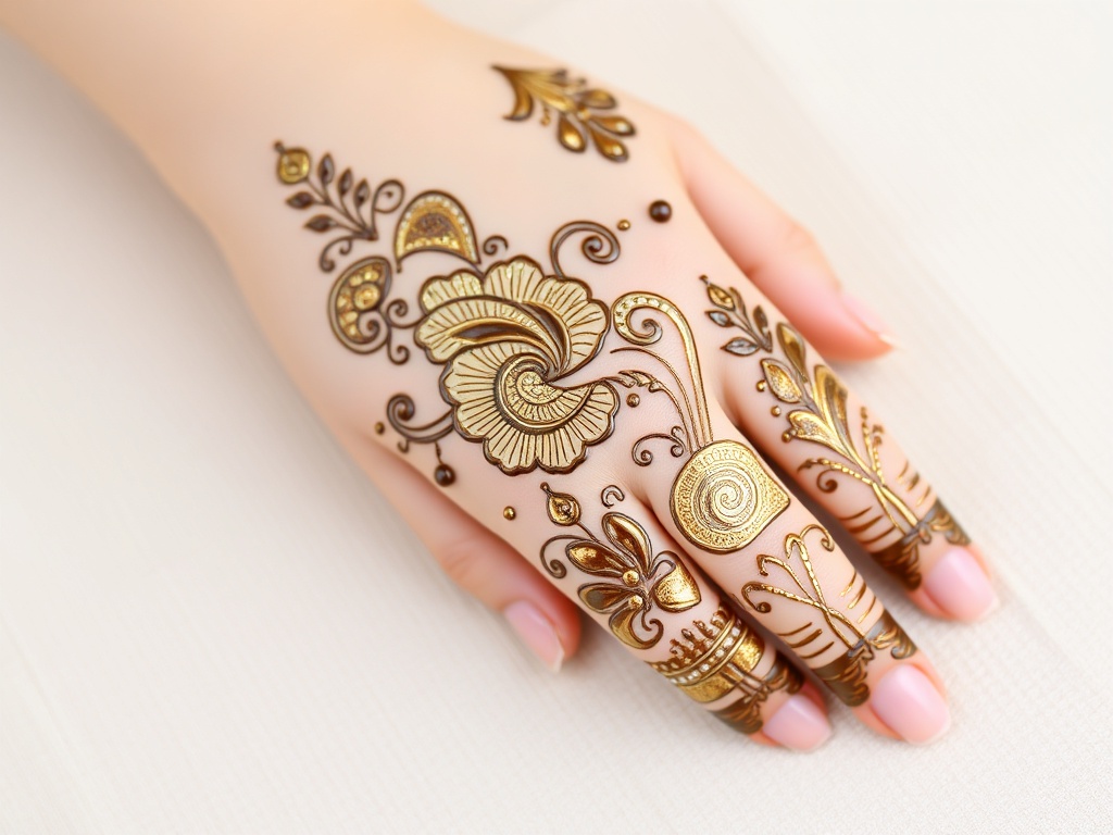 Metallic Cone Mehndi for Modern Weddings