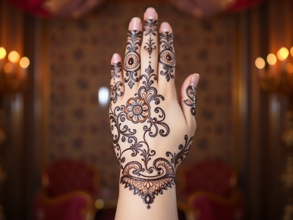 Party Wear Back Side Mehndi with Shimmer