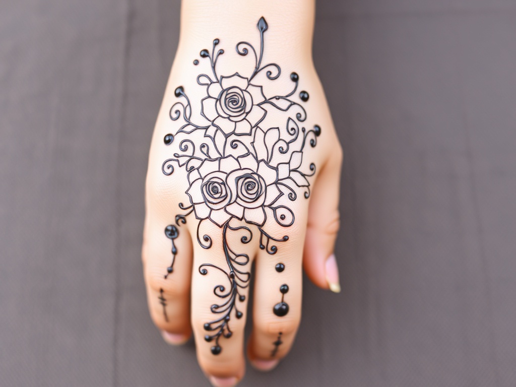 Right Hand Back Side Mehndi Design with Roses