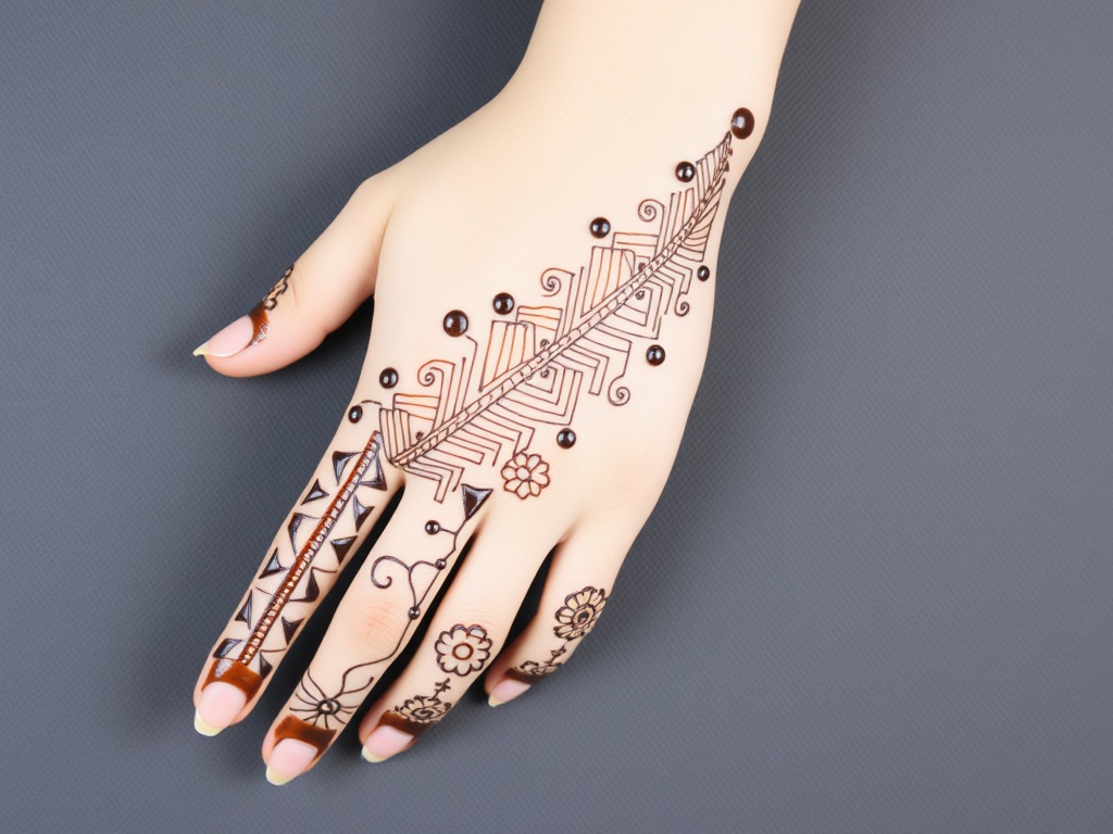Right Hand Geometric Trail Mehndi