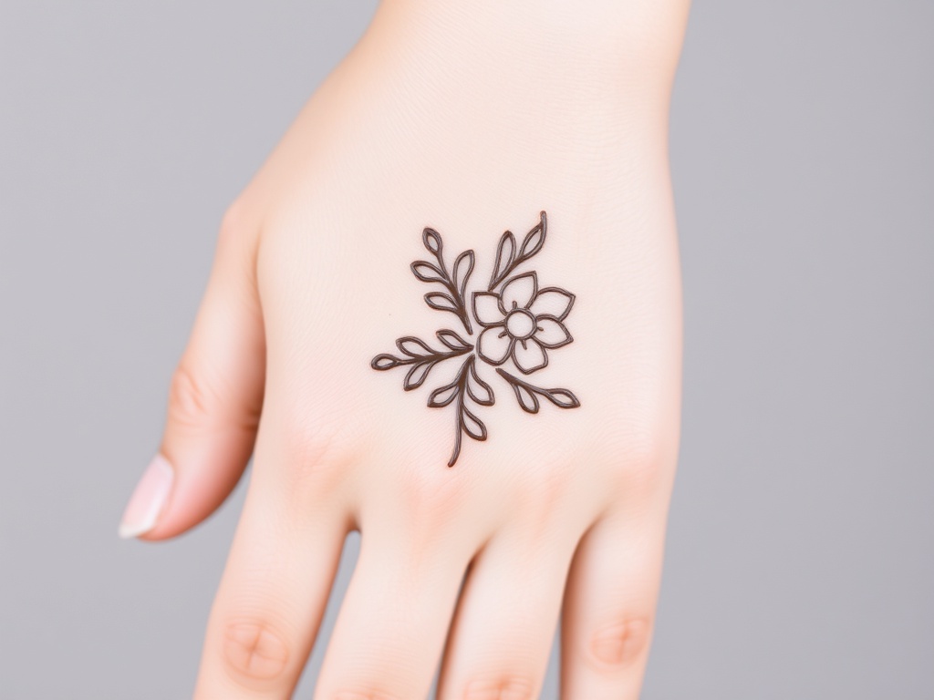 Simple Mehndi Design Back Left Hand Floral Pattern