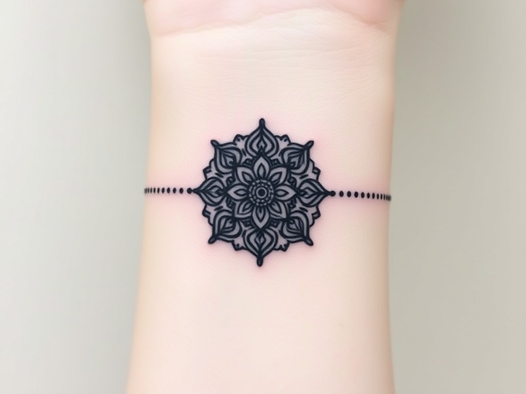 Tiny Mandala Circle with Dotted Wrist Trail