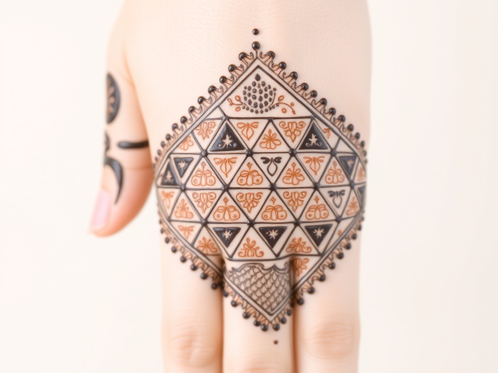 Triangle-Filled Grid Design on Mid-Hand