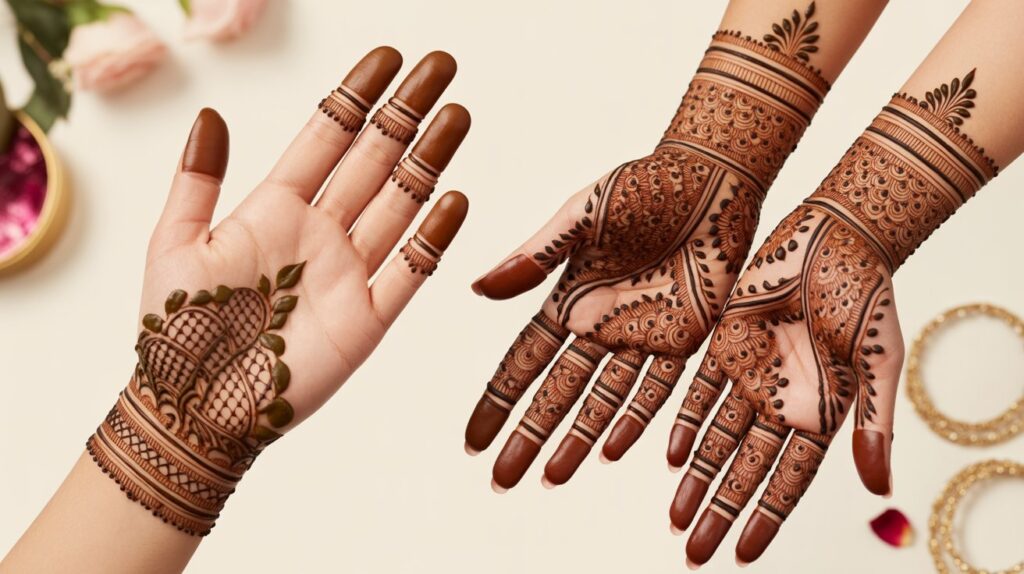 Full Hand and Half Hand Back Side Mehndi Designs
