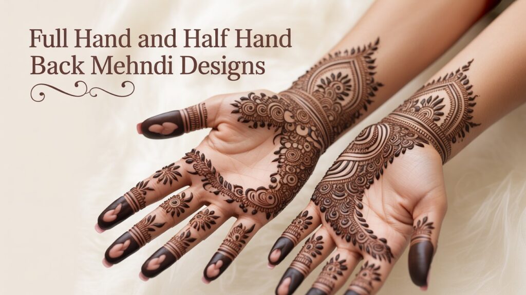Full Hand and Half Hand Back Side Mehndi Designs