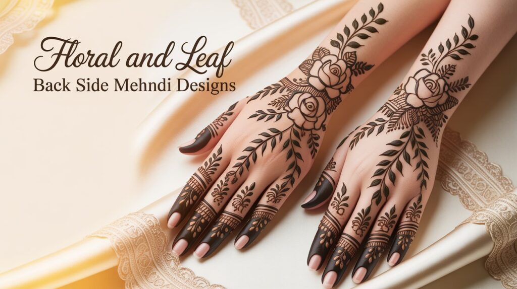 Floral and Leaf Back Side Mehndi Design