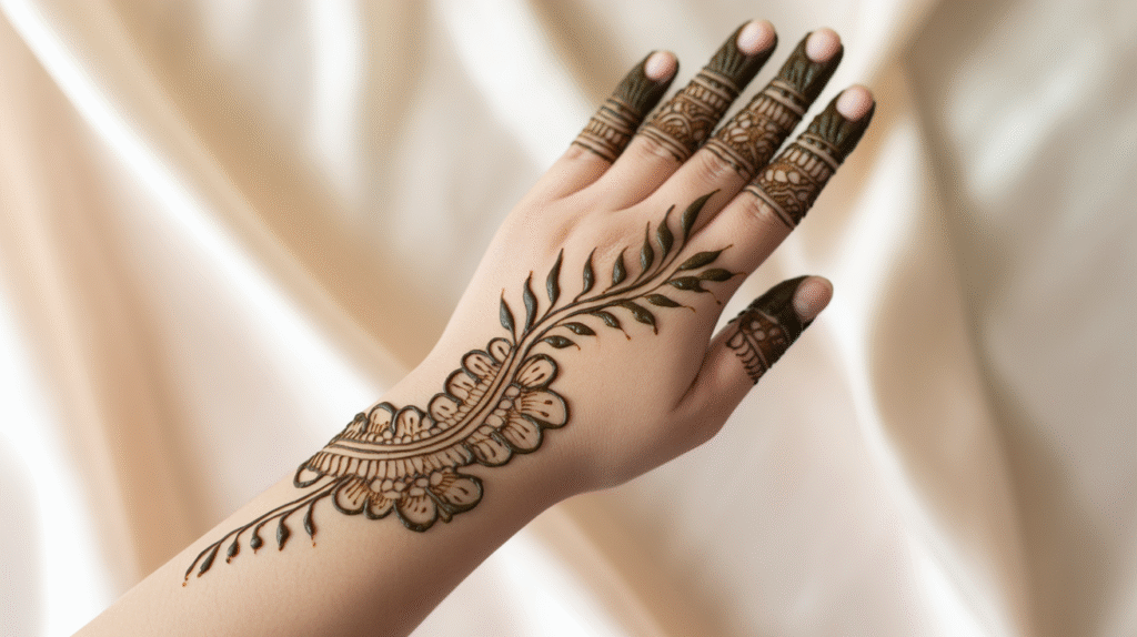 Simple Mehndi Design Back Left Hand for Everyday Wear