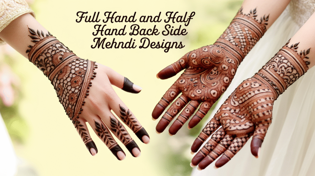 Full Hand and Half Hand Back Side Mehndi Designs
